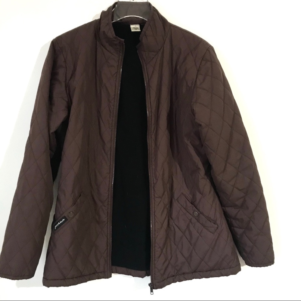 PrAna  Brown Quilted Fleece Lined Jacket